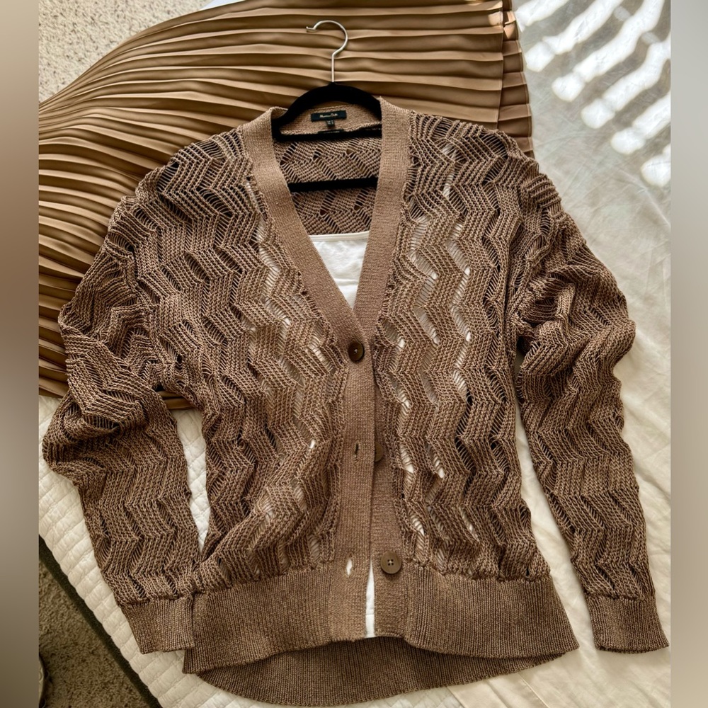 Massimo Dutti Brown Knit Cardigan